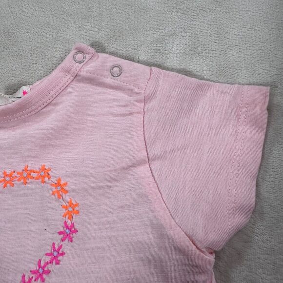 Everbloom Baby 6 Months Pink Embroidered Flower Heart Billy Tee Shirt New - Picture 2 of 9